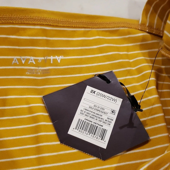 Square Neck Stripped Tee Split Hem Women's Plus Size 2X 20W or 22W - Picture 6 of 9